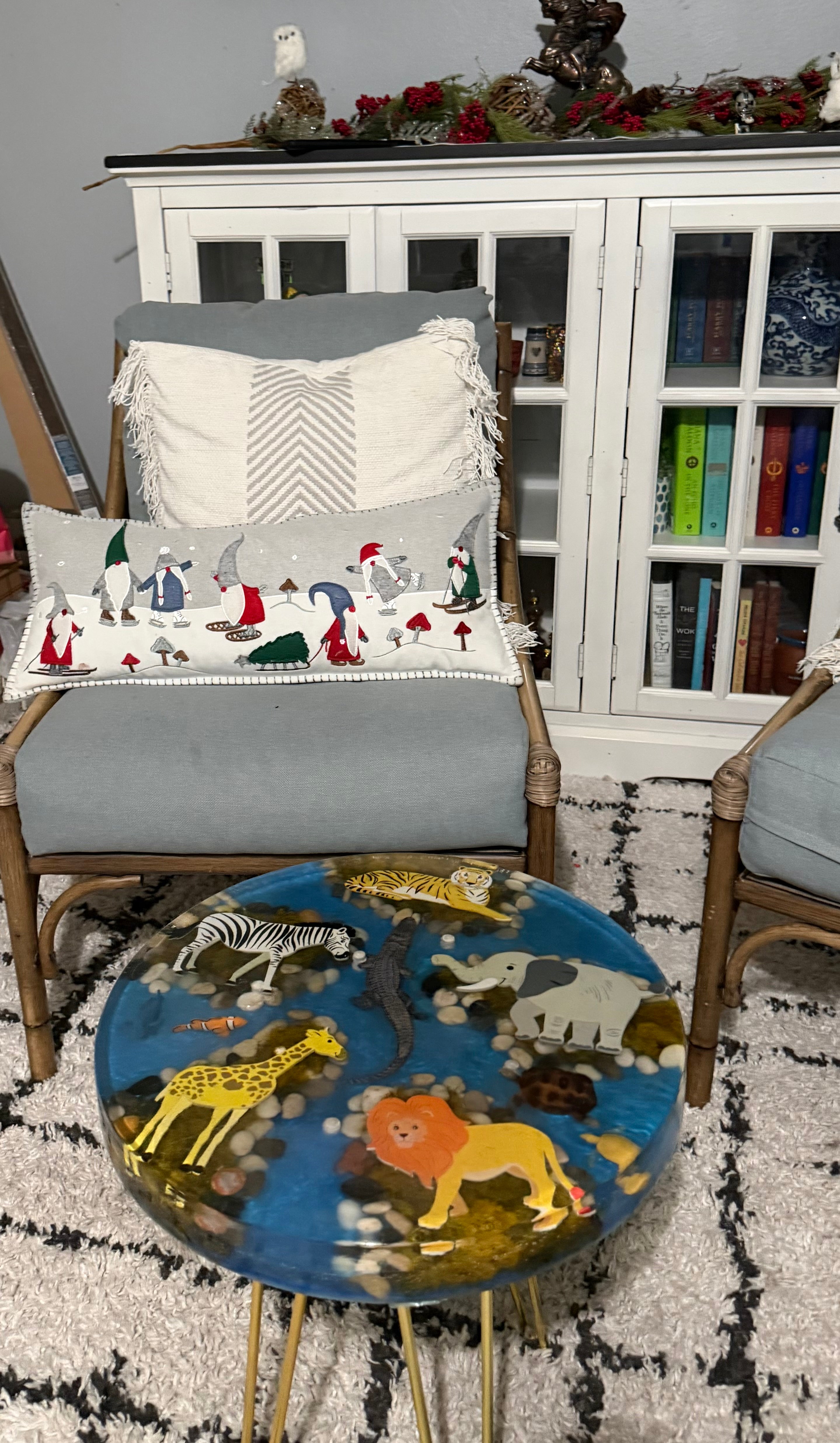 Hand crafted safari themed table