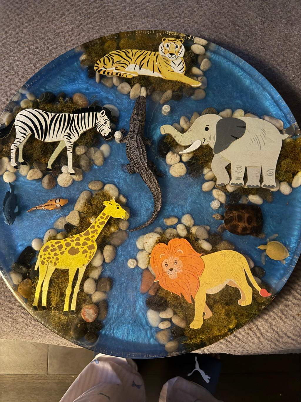 Hand crafted safari themed table